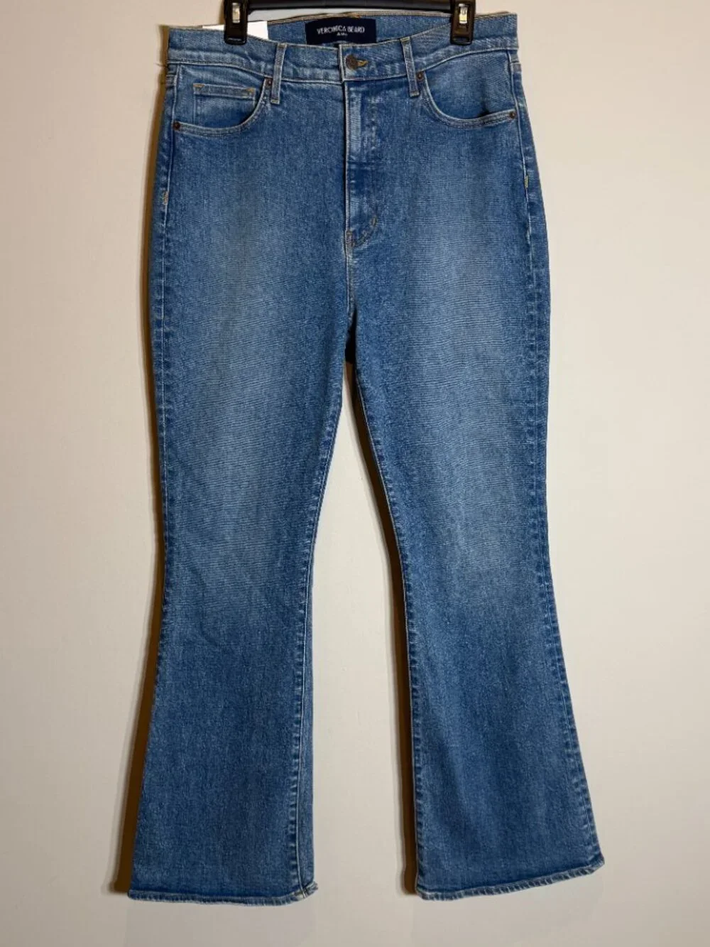 Veronica Beard Beverly Loafer High-Rise Skinny Flare Jeans Womens 32 Ripple Haze